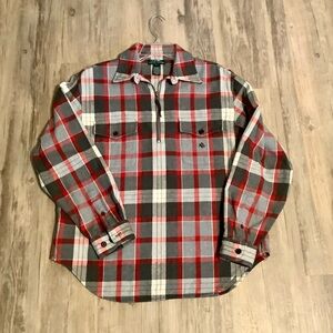 Lauren Ralph Lauren Flannel Shacket Shirt Pullover Plaid LRL Monogram L …